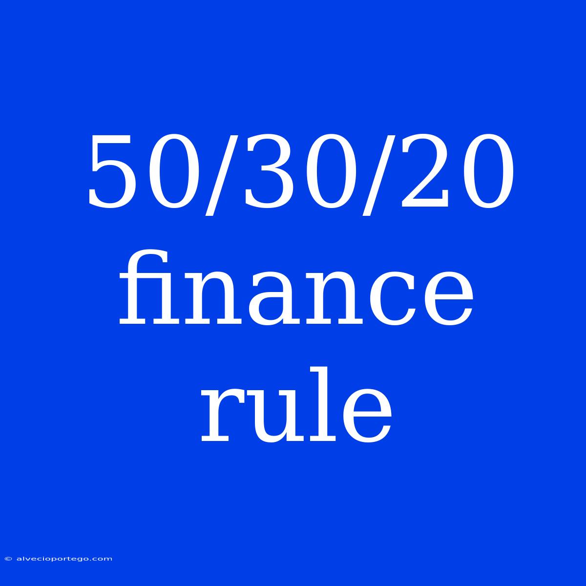 50/30/20 Finance Rule