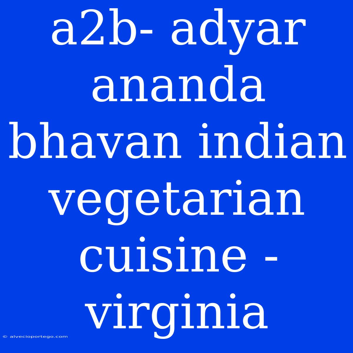 A2b- Adyar Ananda Bhavan Indian Vegetarian Cuisine - Virginia