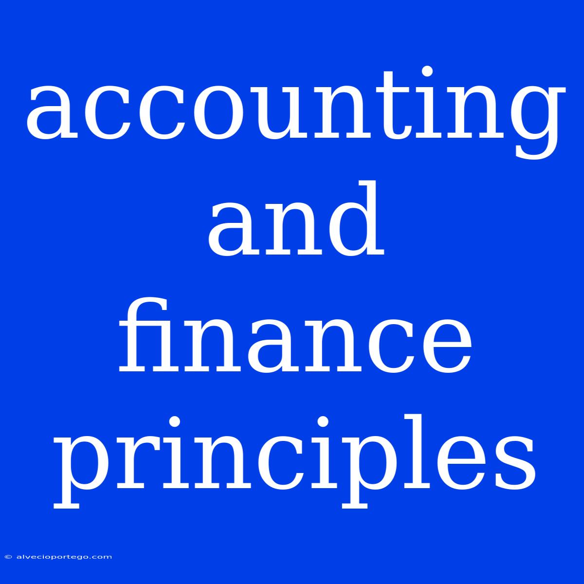 Accounting And Finance Principles