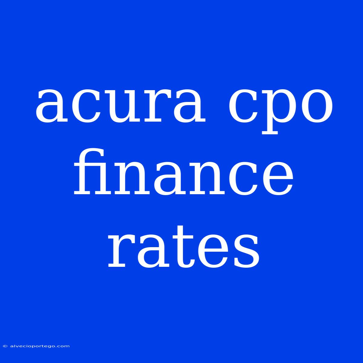 Acura Cpo Finance Rates