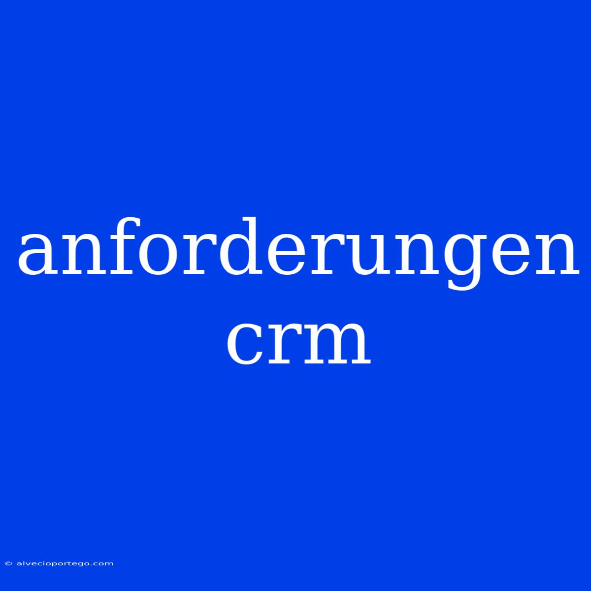 Anforderungen Crm