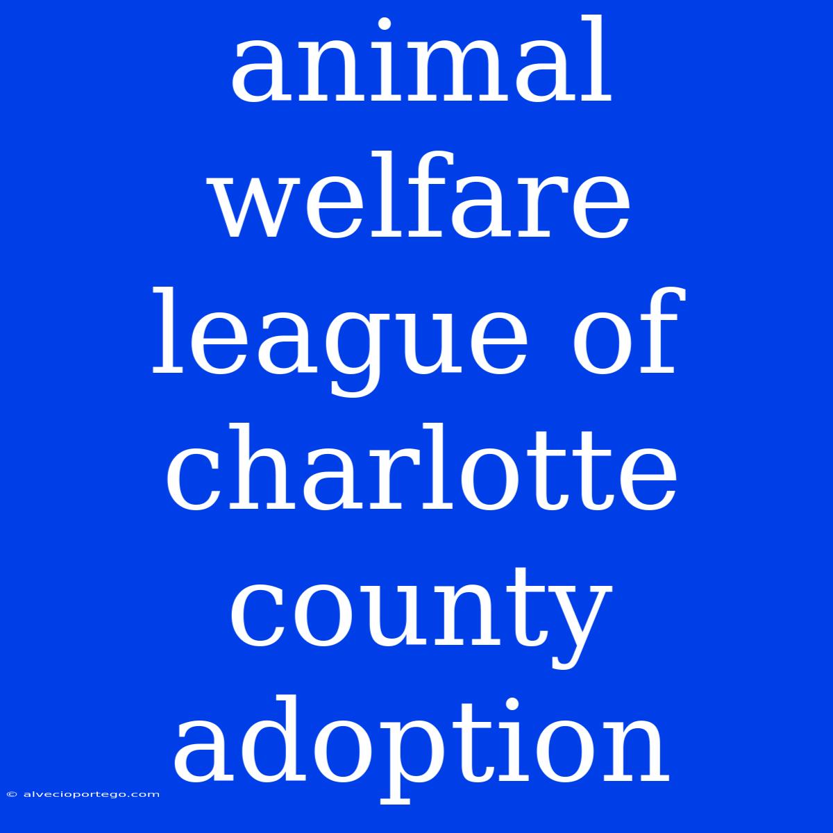 Animal Welfare League Of Charlotte County Adoption