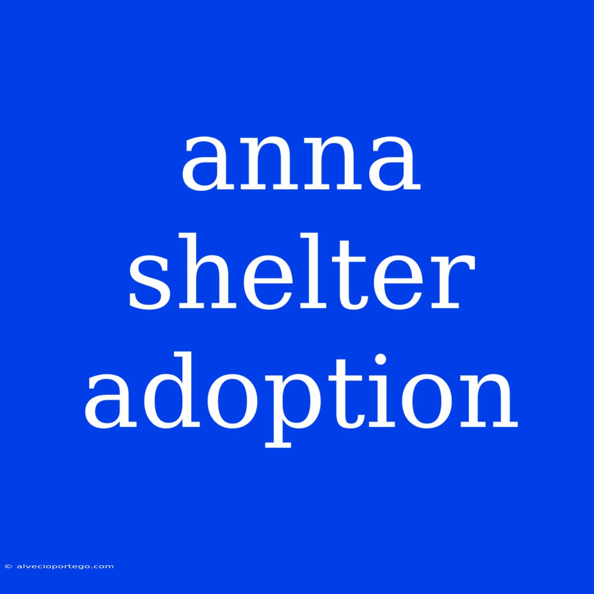 Anna Shelter Adoption