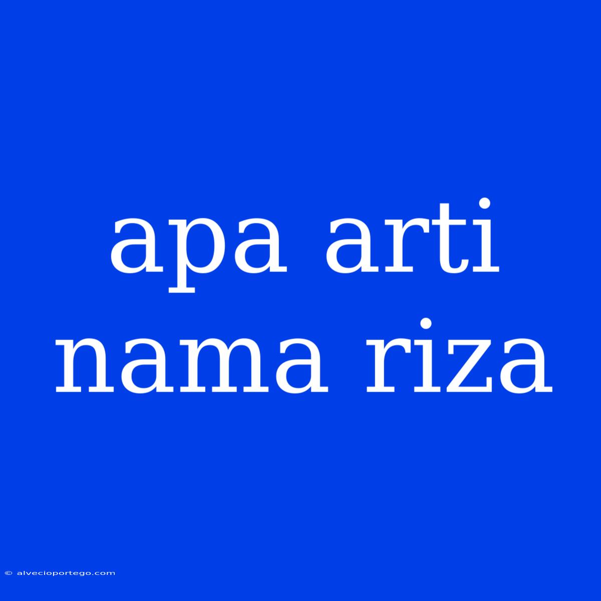 Apa Arti Nama Riza