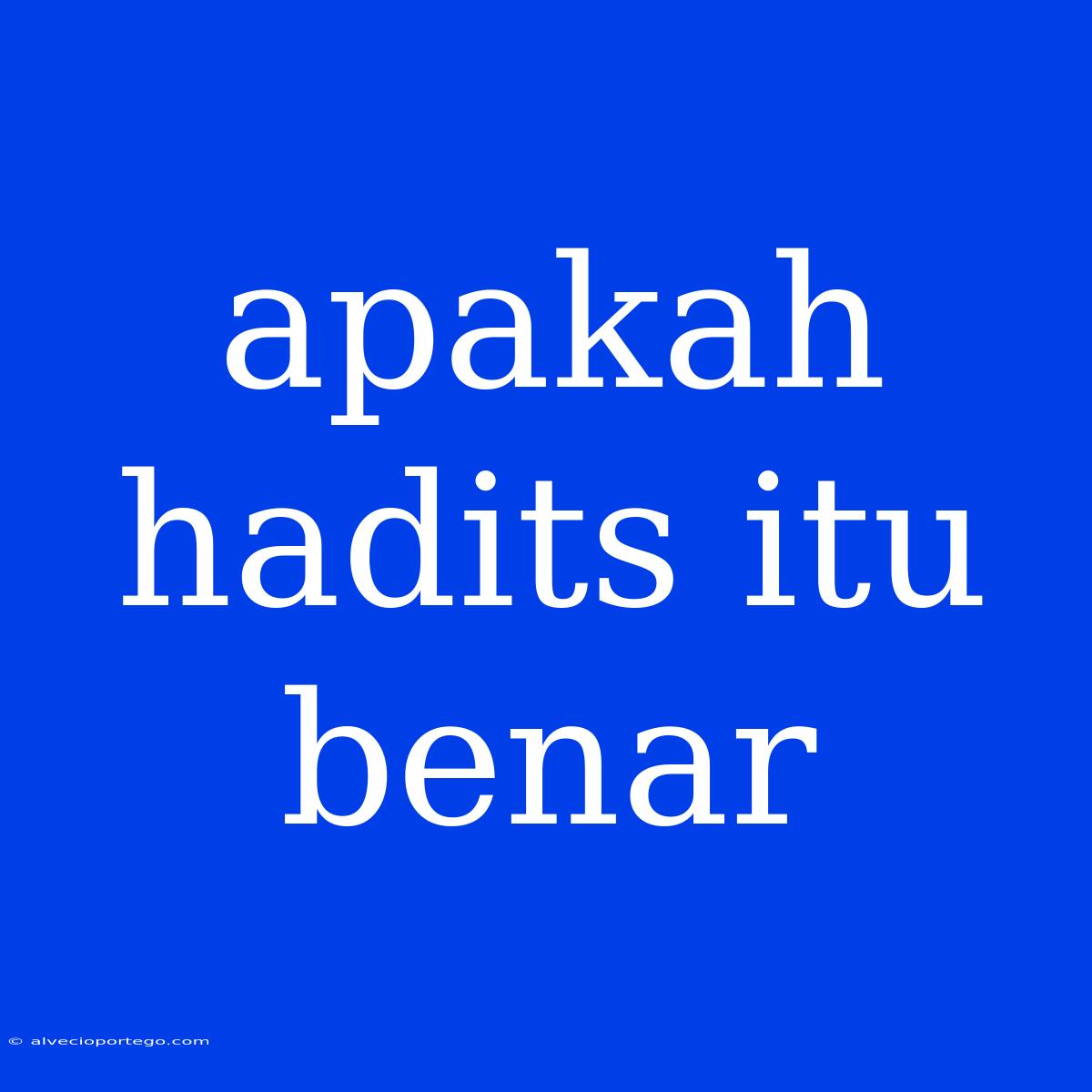 Apakah Hadits Itu Benar