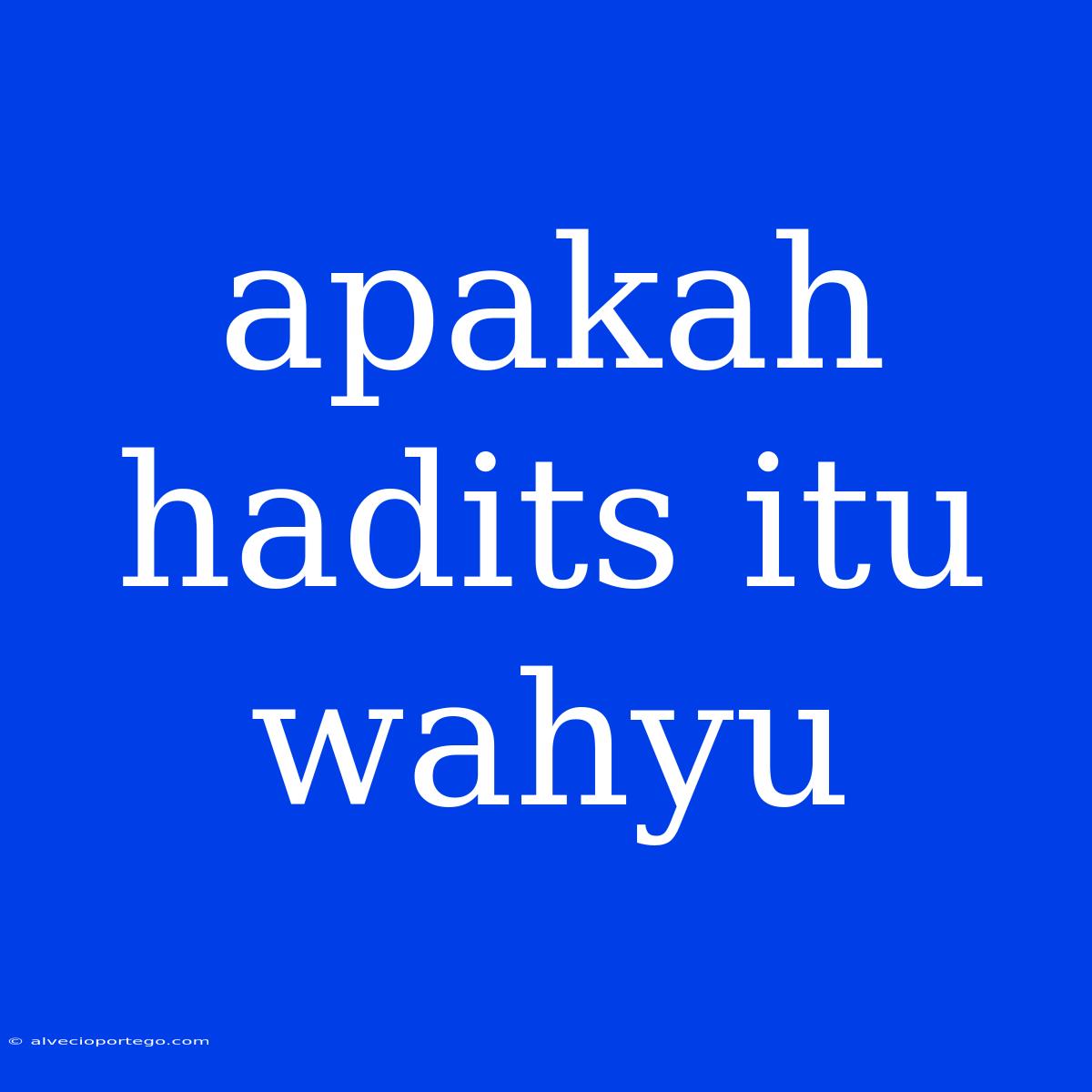 Apakah Hadits Itu Wahyu