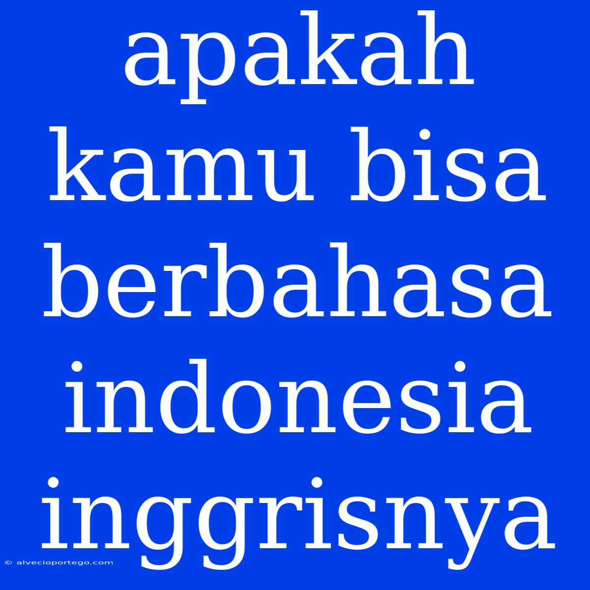 Apakah Kamu Bisa Berbahasa Indonesia Inggrisnya