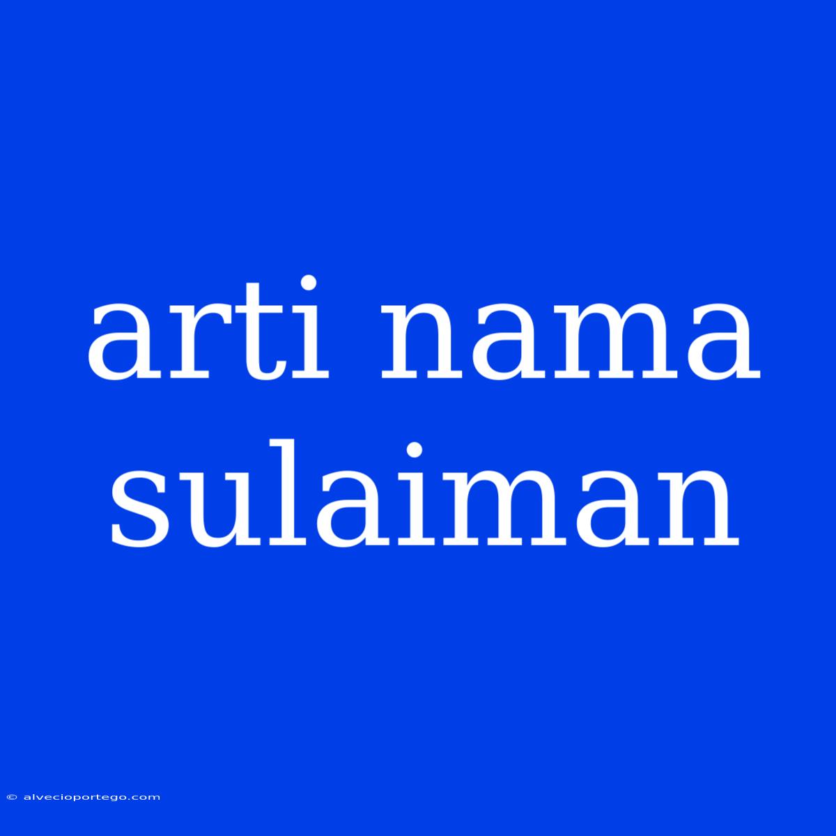 Arti Nama Sulaiman