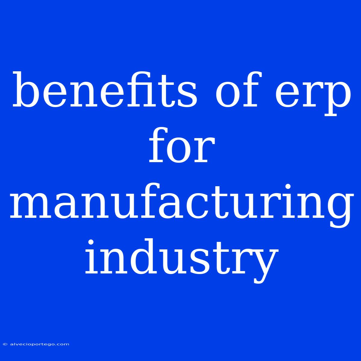 Benefits Of Erp For Manufacturing Industry