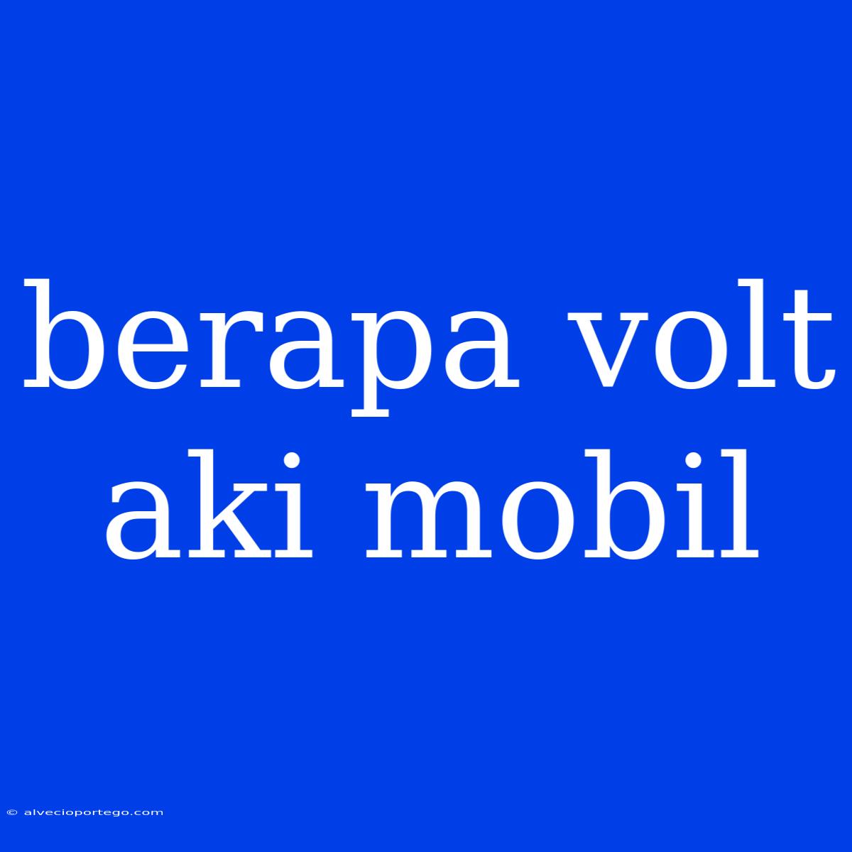 Berapa Volt Aki Mobil