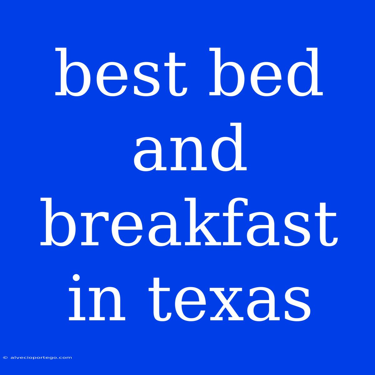 Best Bed And Breakfast In Texas