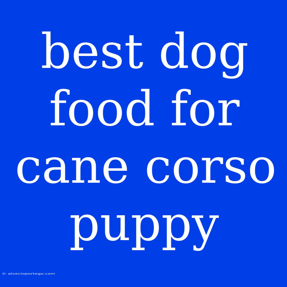 Best Dog Food For Cane Corso Puppy