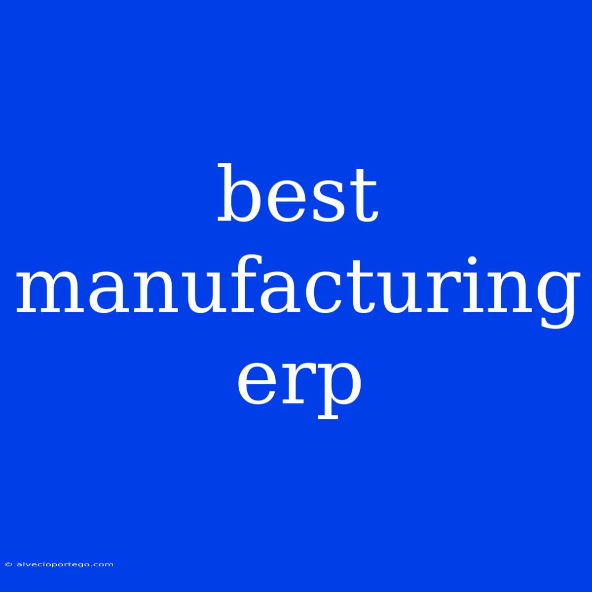 Best Manufacturing Erp