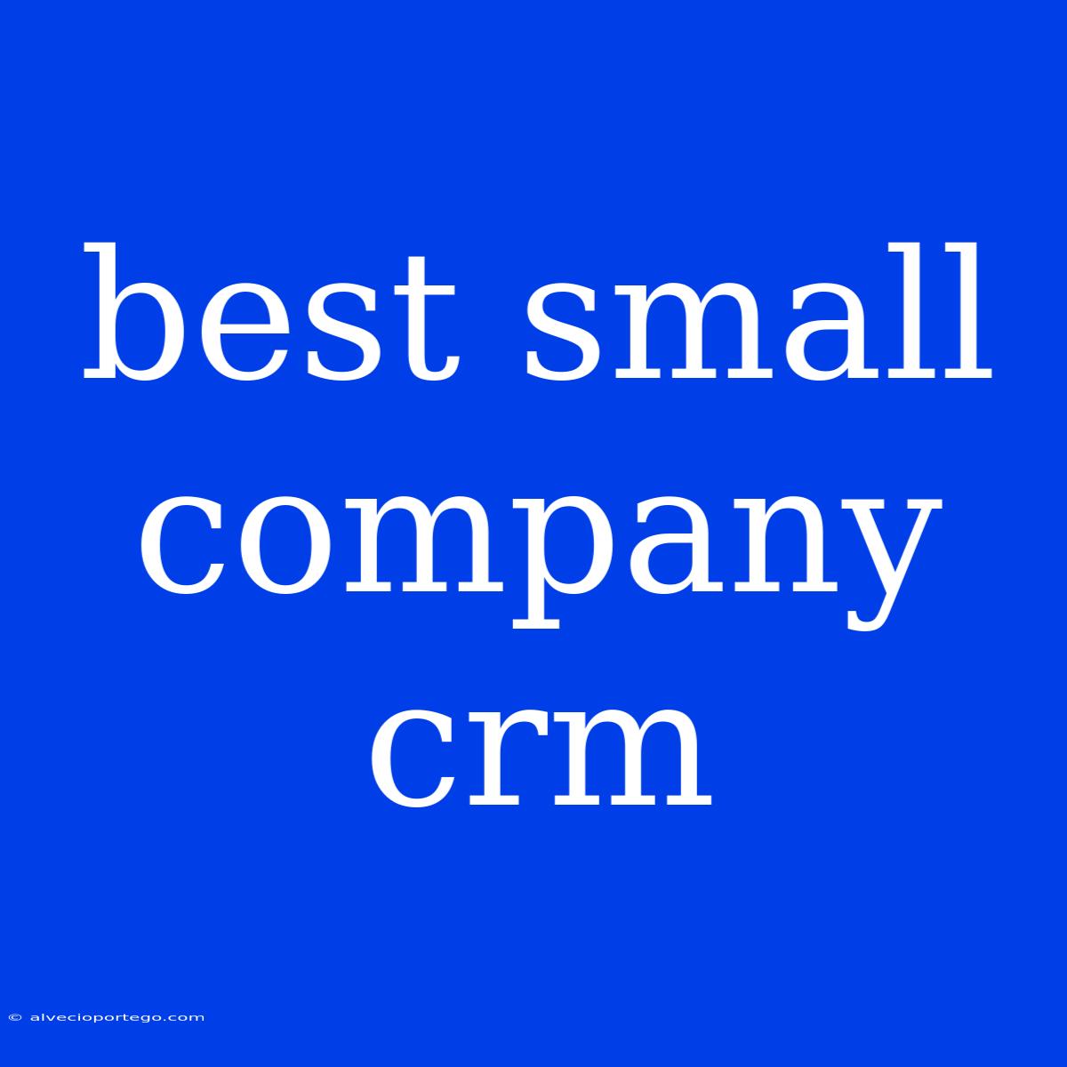 Best Small Company Crm