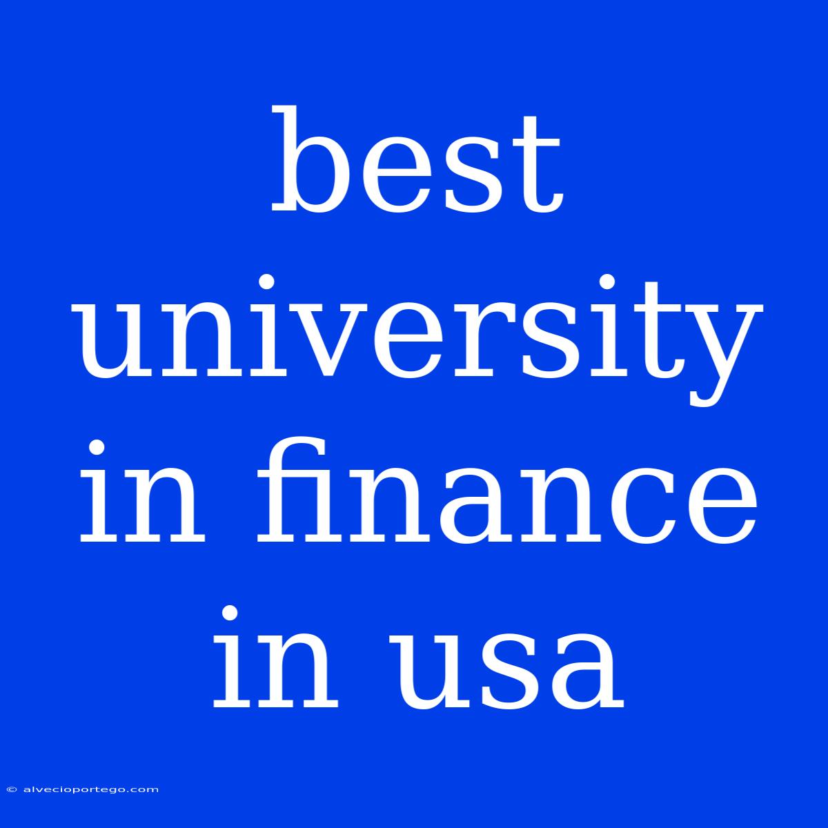 Best University In Finance In Usa