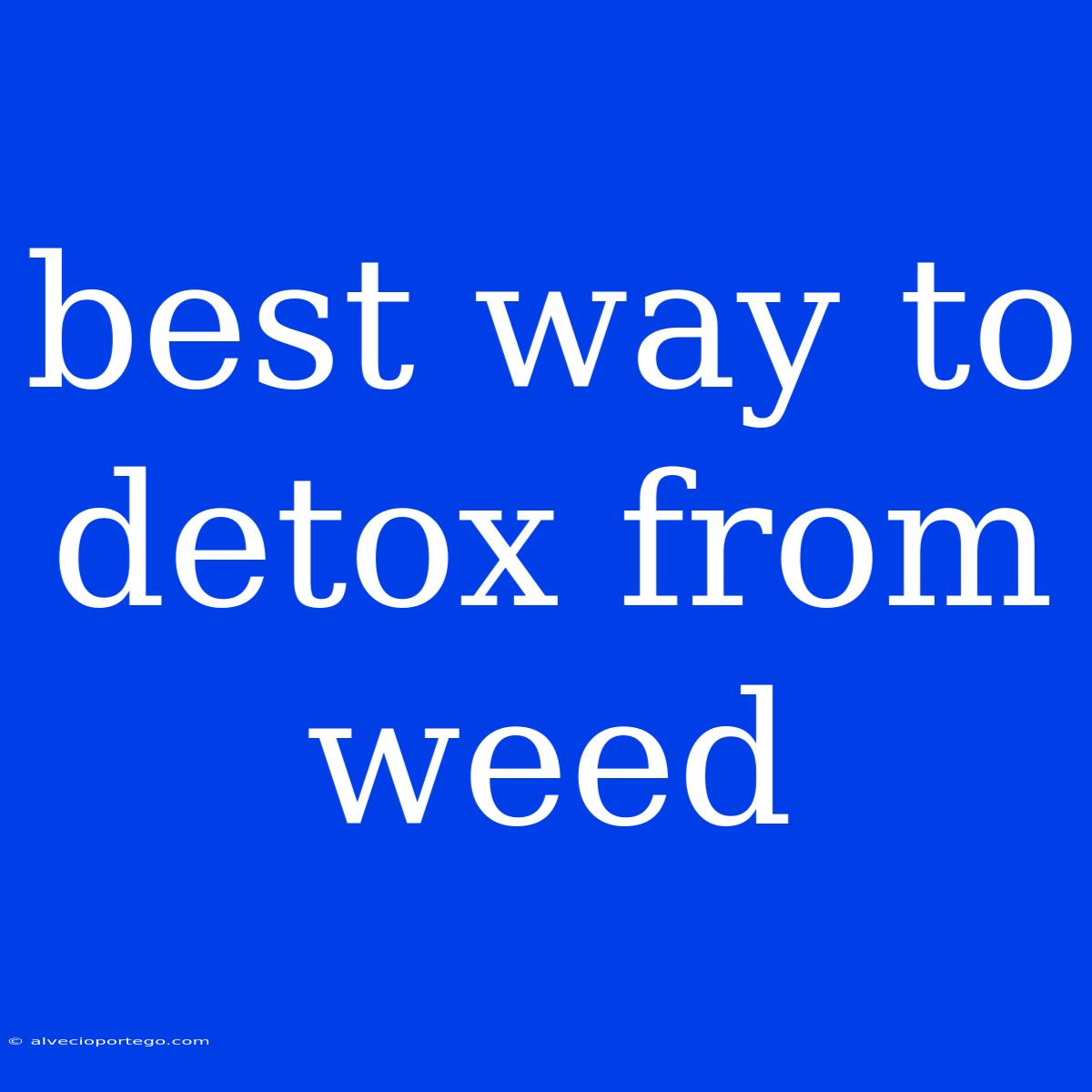 Best Way To Detox From Weed