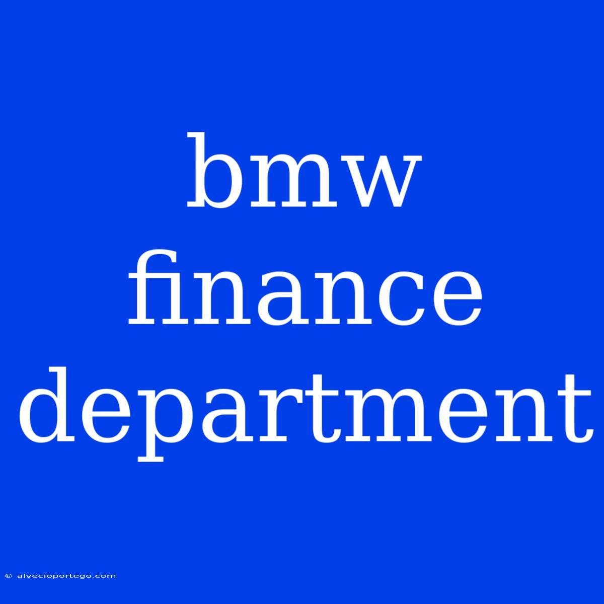 Bmw Finance Department