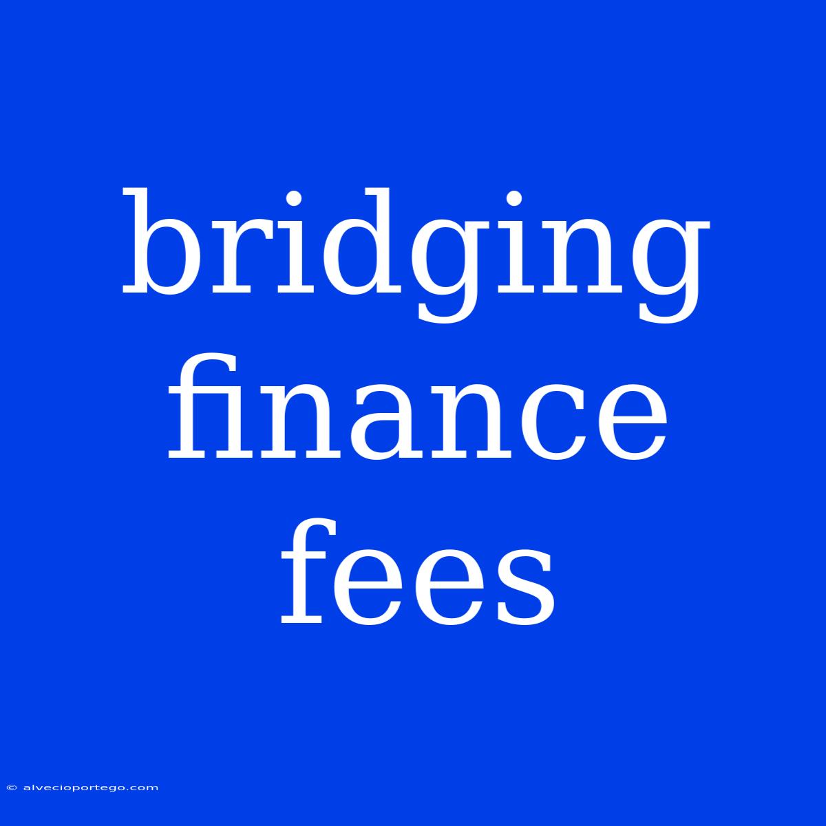 Bridging Finance Fees