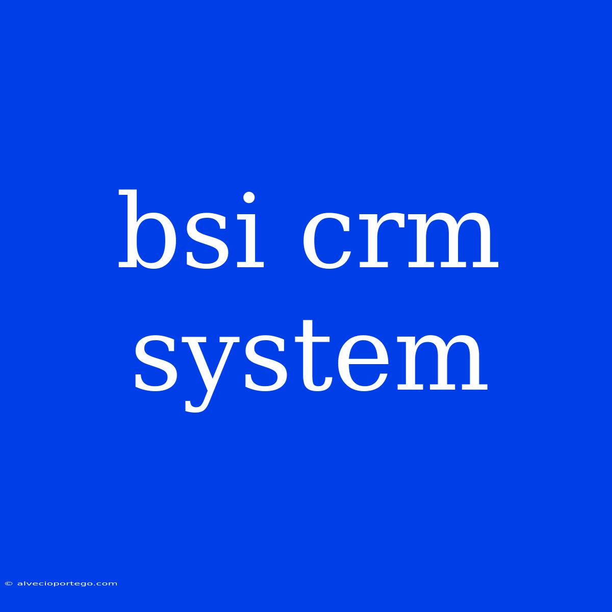 Bsi Crm System