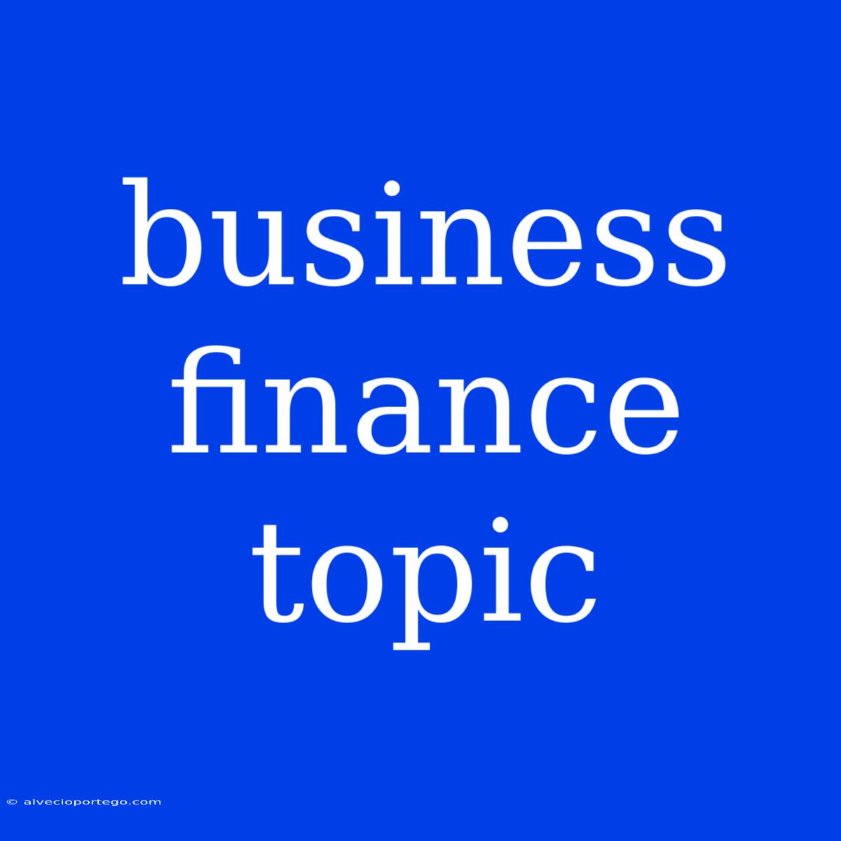 Business Finance Topic