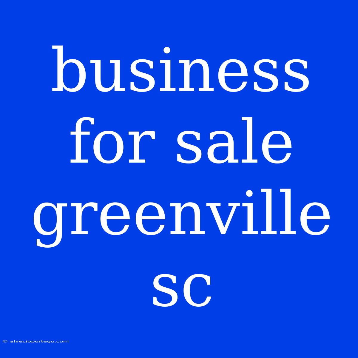 Business For Sale Greenville Sc