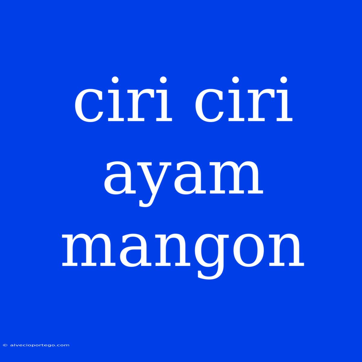 Ciri Ciri Ayam Mangon