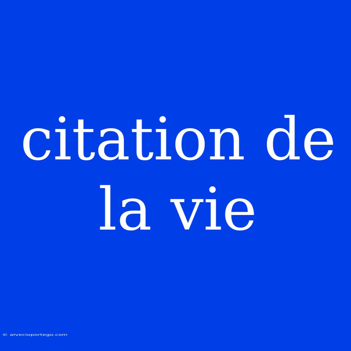 Citation De La Vie