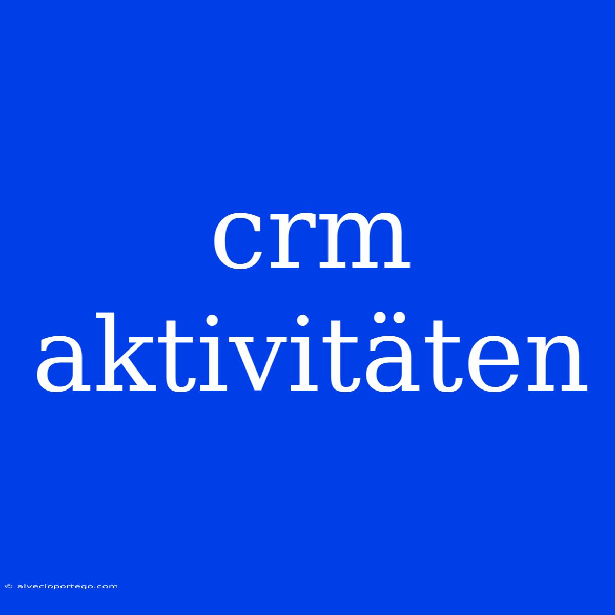 Crm Aktivitäten