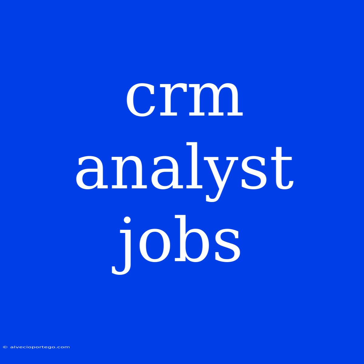 Crm Analyst Jobs