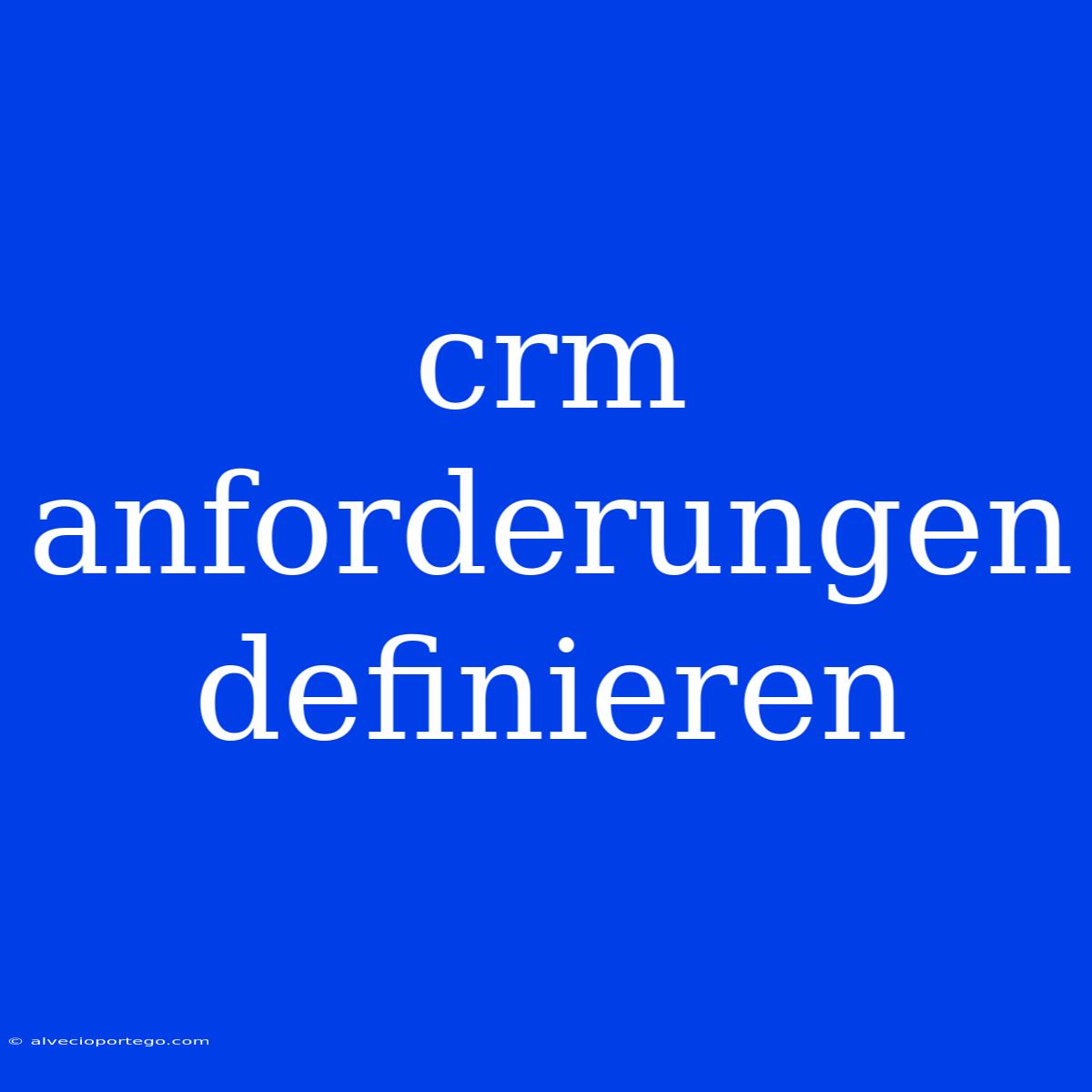 Crm Anforderungen Definieren