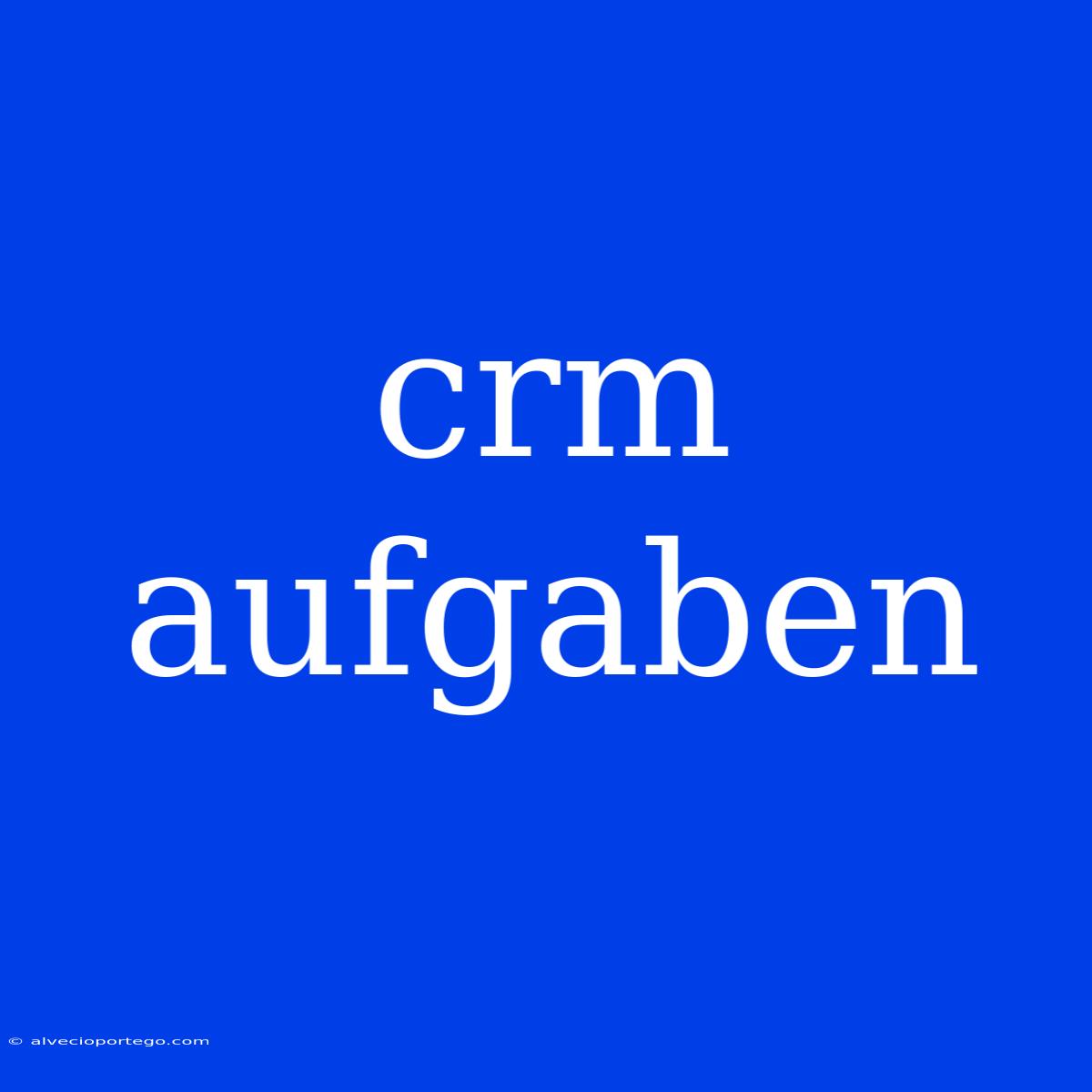 Crm Aufgaben