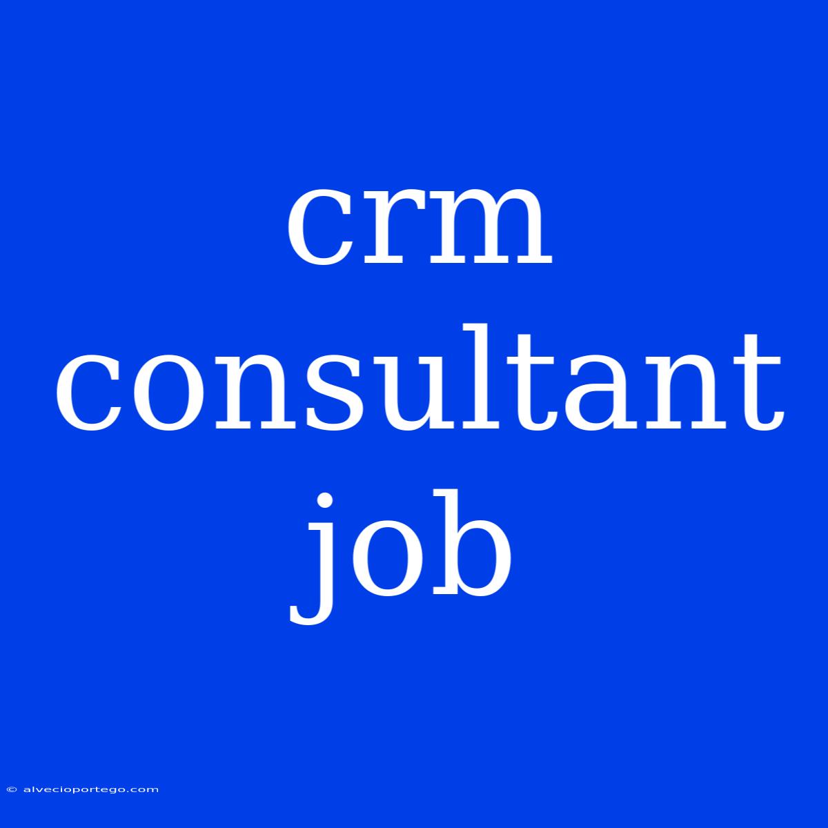 Crm Consultant Job