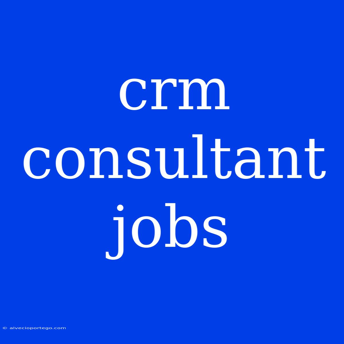 Crm Consultant Jobs