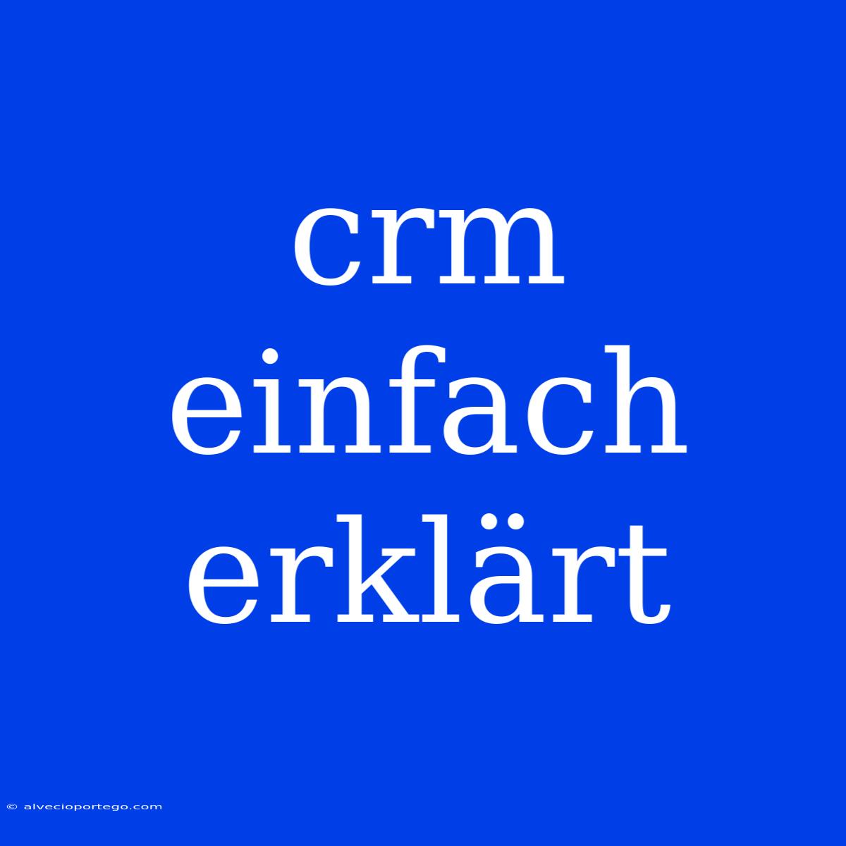 Crm Einfach Erklärt