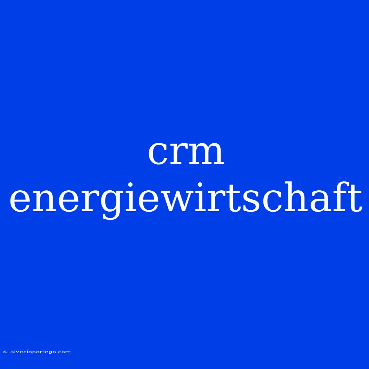 Crm Energiewirtschaft