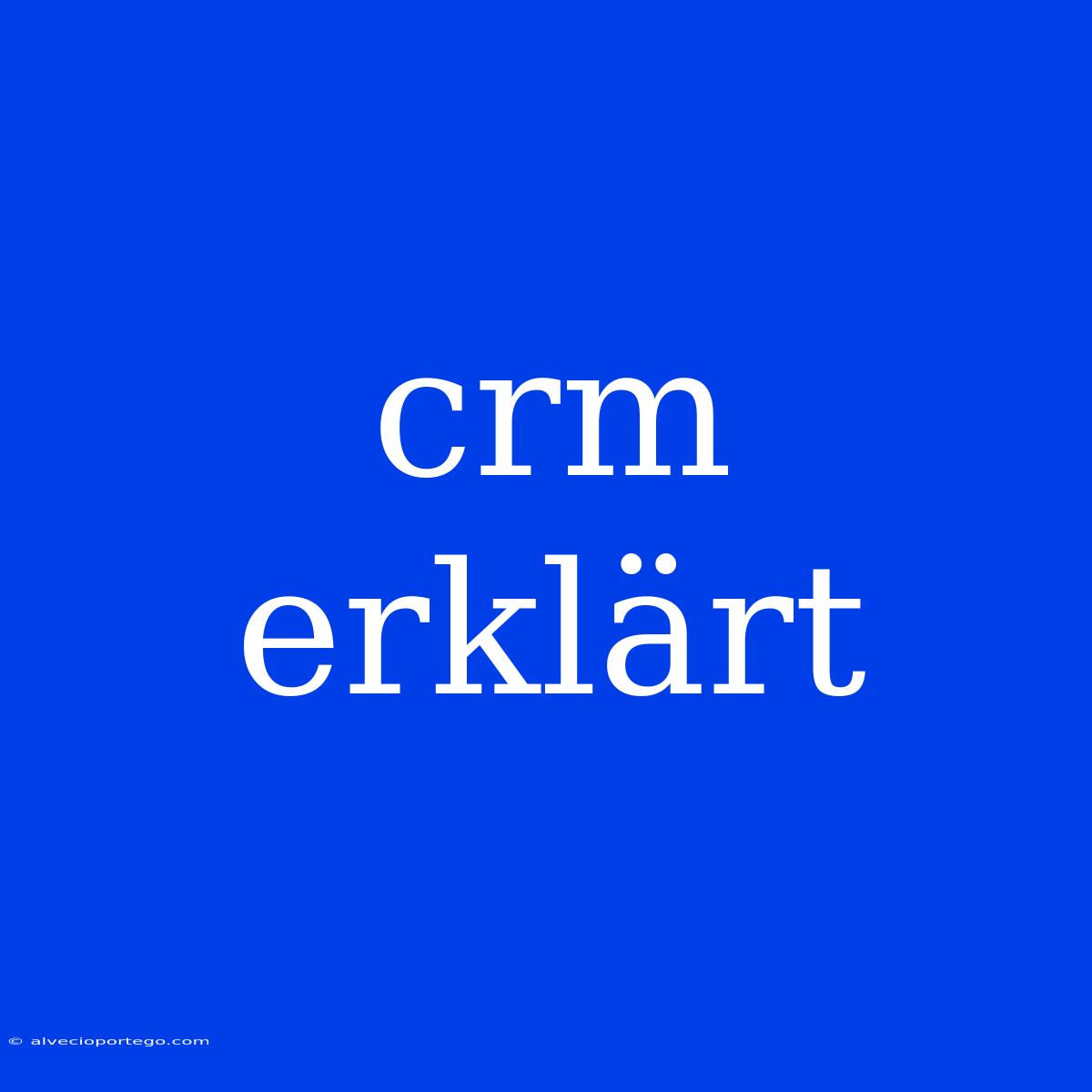 Crm Erklärt