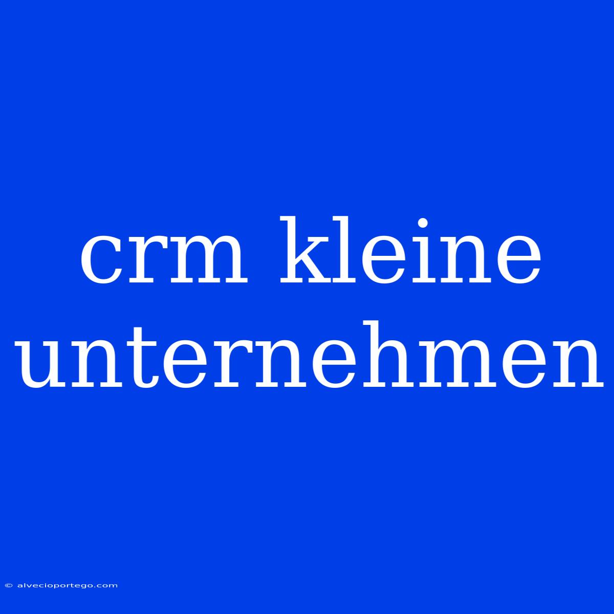 Crm Kleine Unternehmen