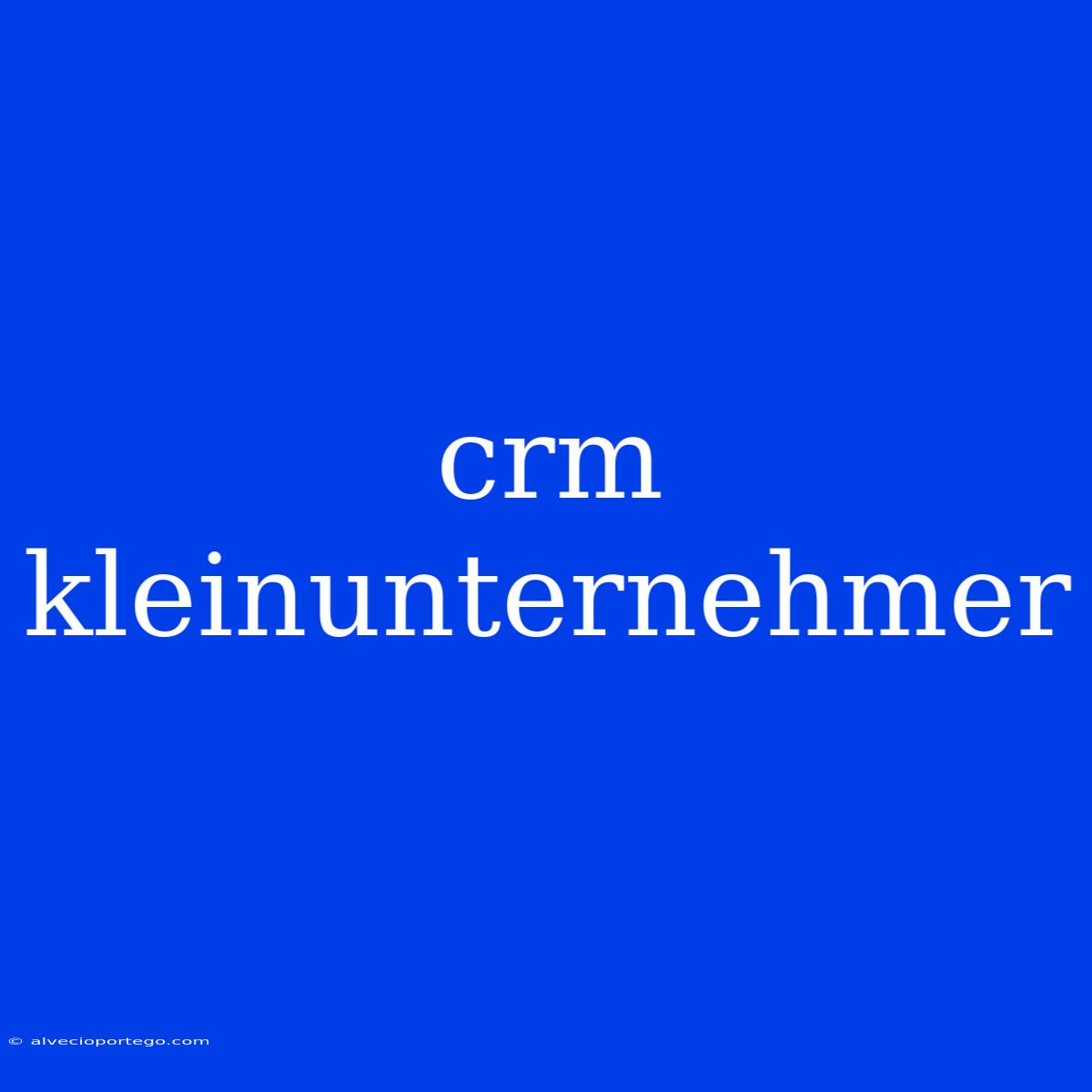 Crm Kleinunternehmer