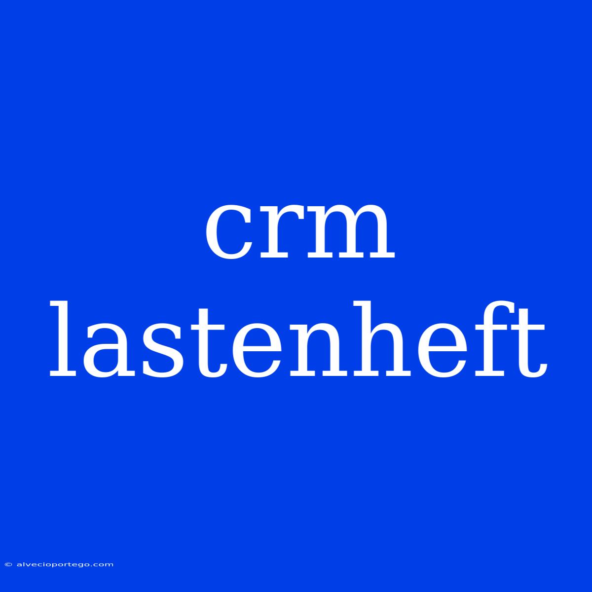 Crm Lastenheft