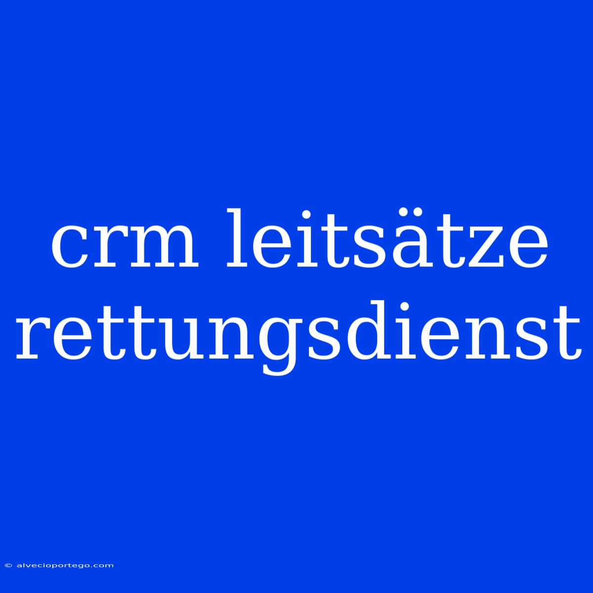 Crm Leitsätze Rettungsdienst