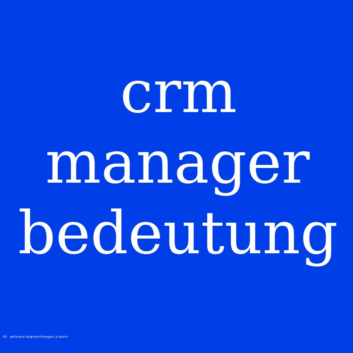 Crm Manager Bedeutung