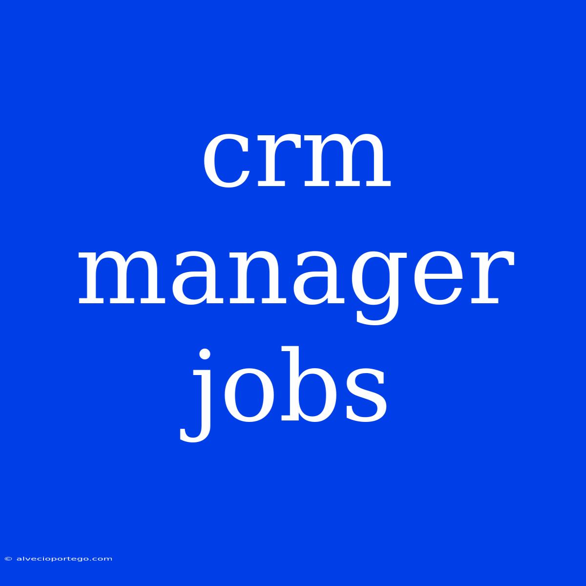 Crm Manager Jobs