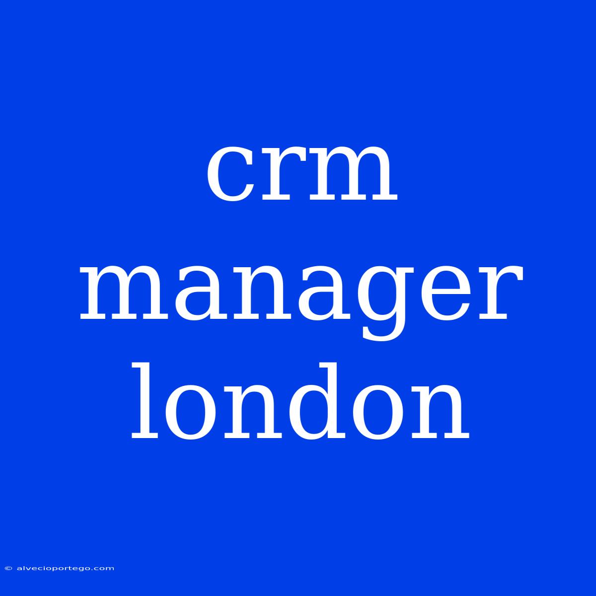 Crm Manager London