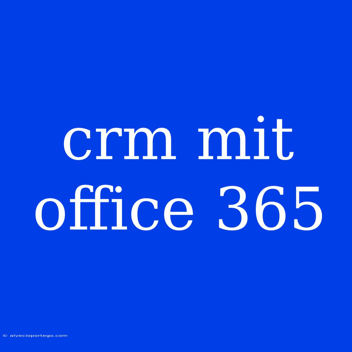 Crm Mit Office 365