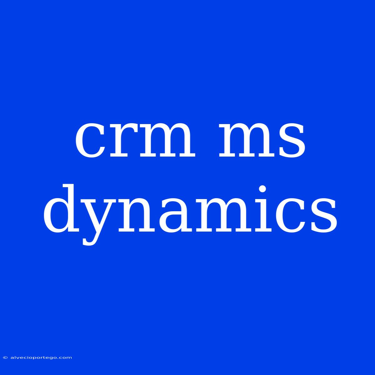 Crm Ms Dynamics