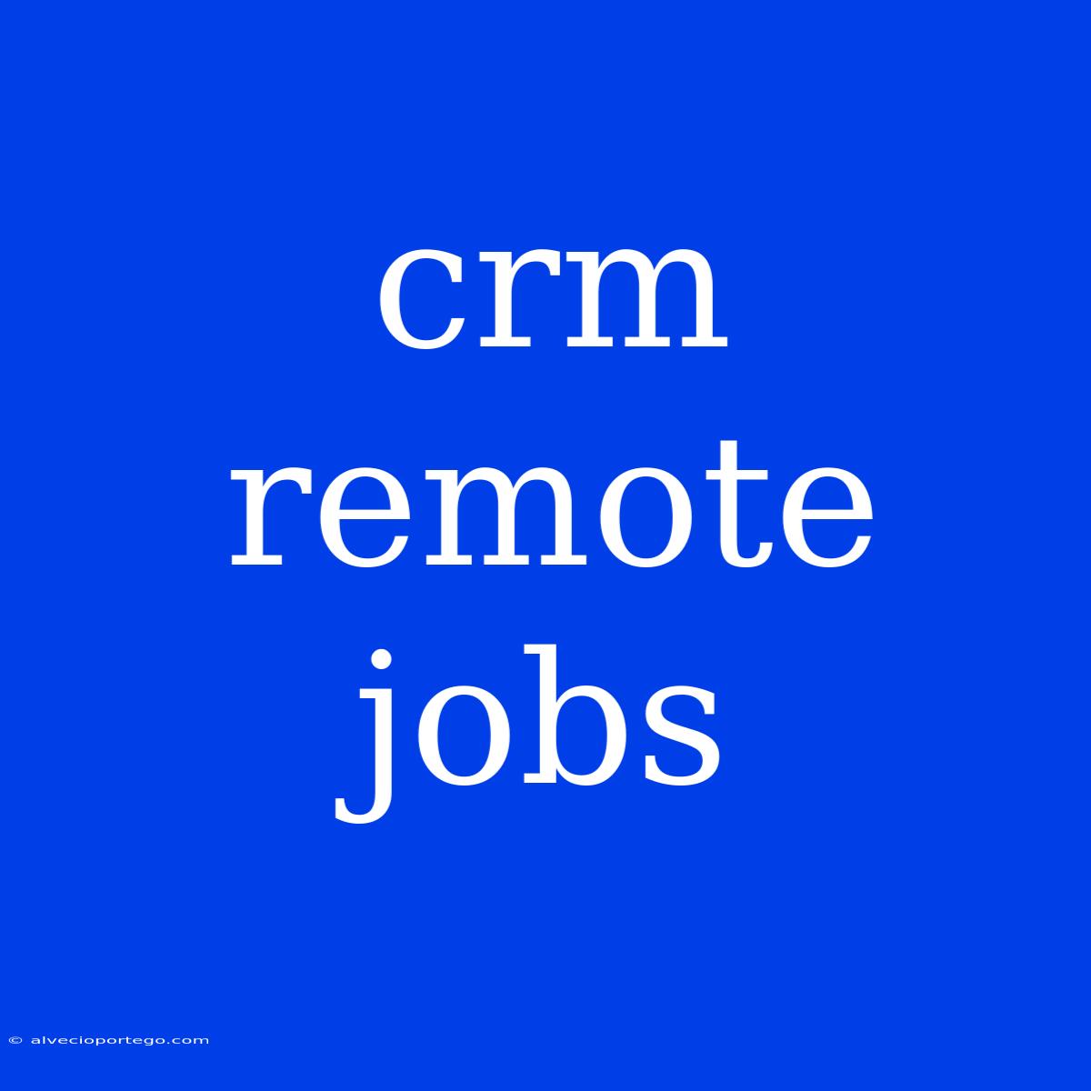 Crm Remote Jobs