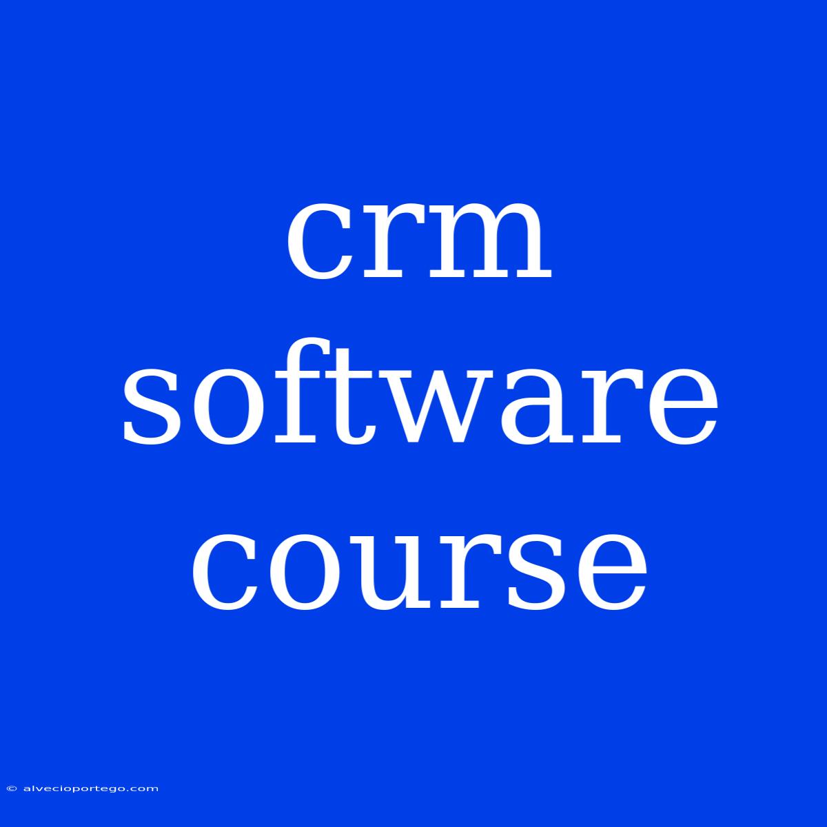 Crm Software Course