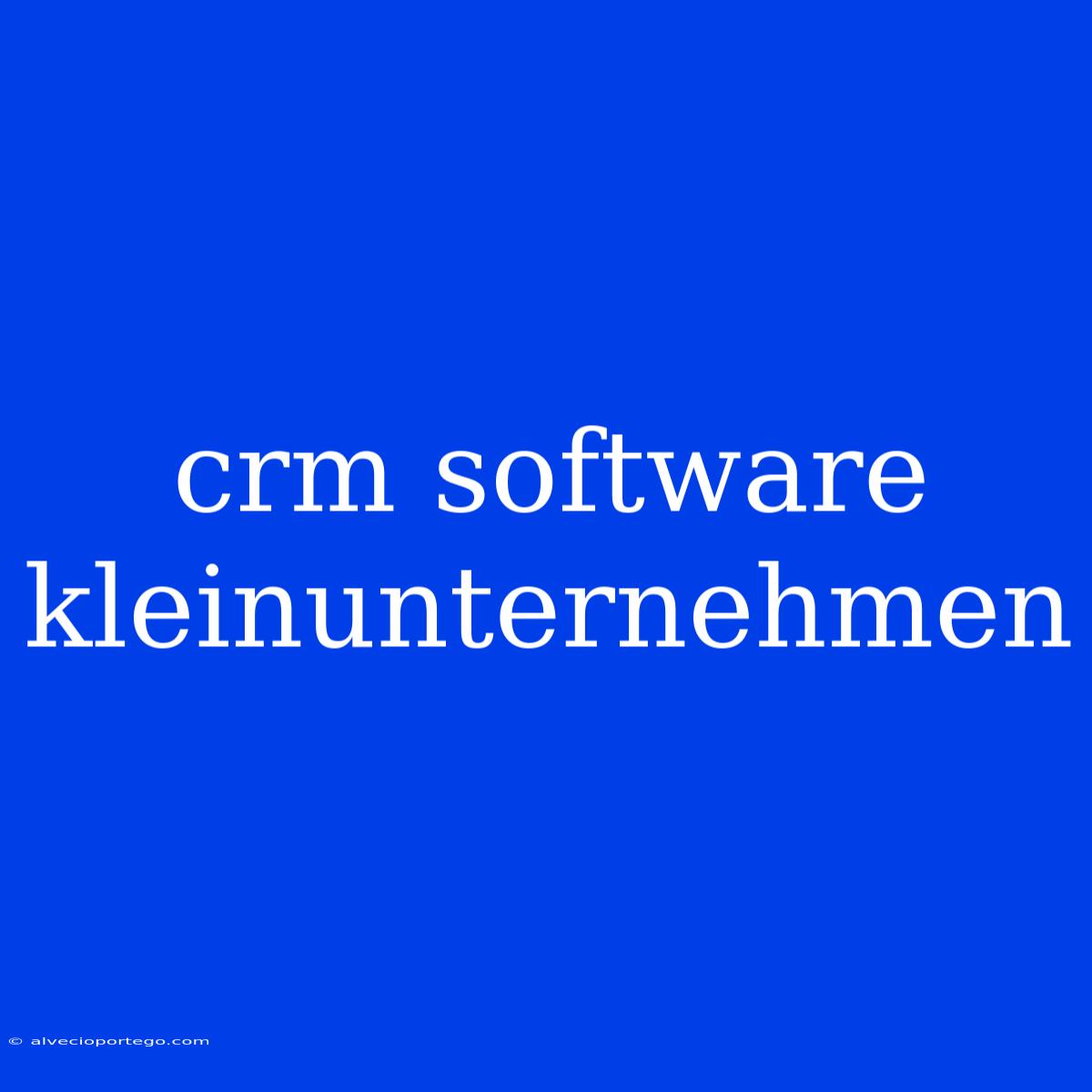 Crm Software Kleinunternehmen