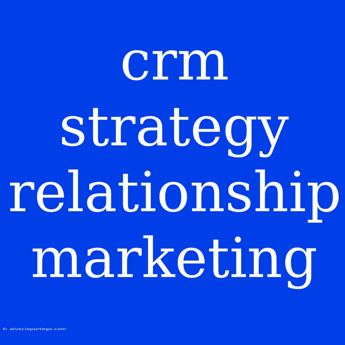 Crm Strategy Relationship Marketing