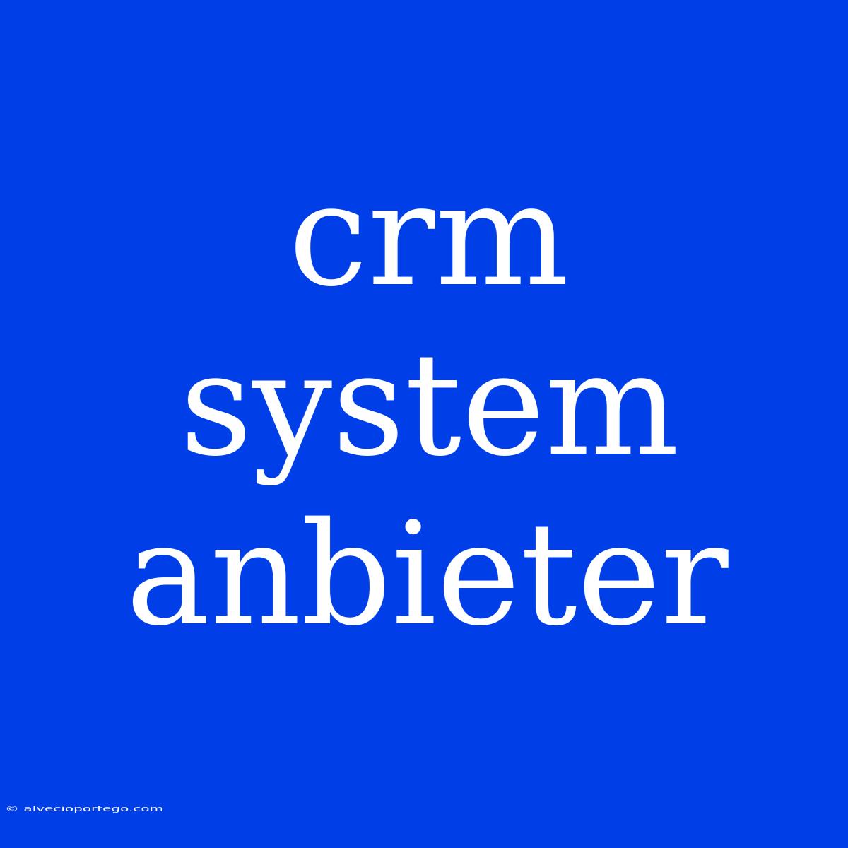 Crm System Anbieter